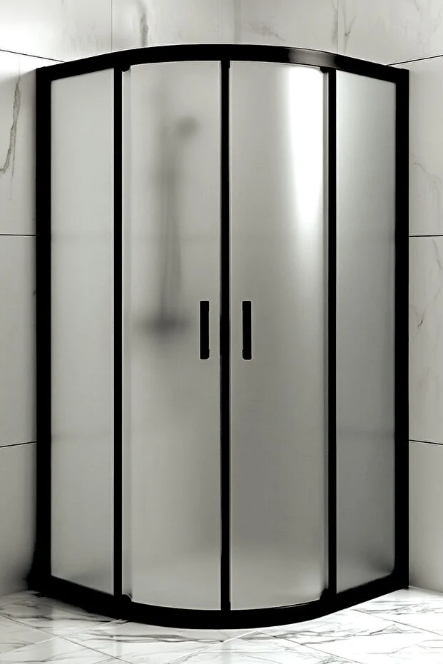 Duşakabin Oval 5mm Siyah Profil Buzlu 190 Cm